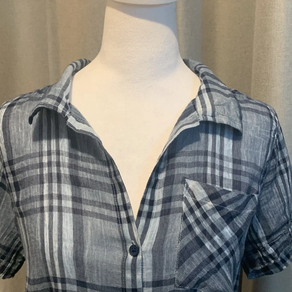 Lucky Brand Blue Plaid Button-Down Shirt Size Small - Picture 4 of 14